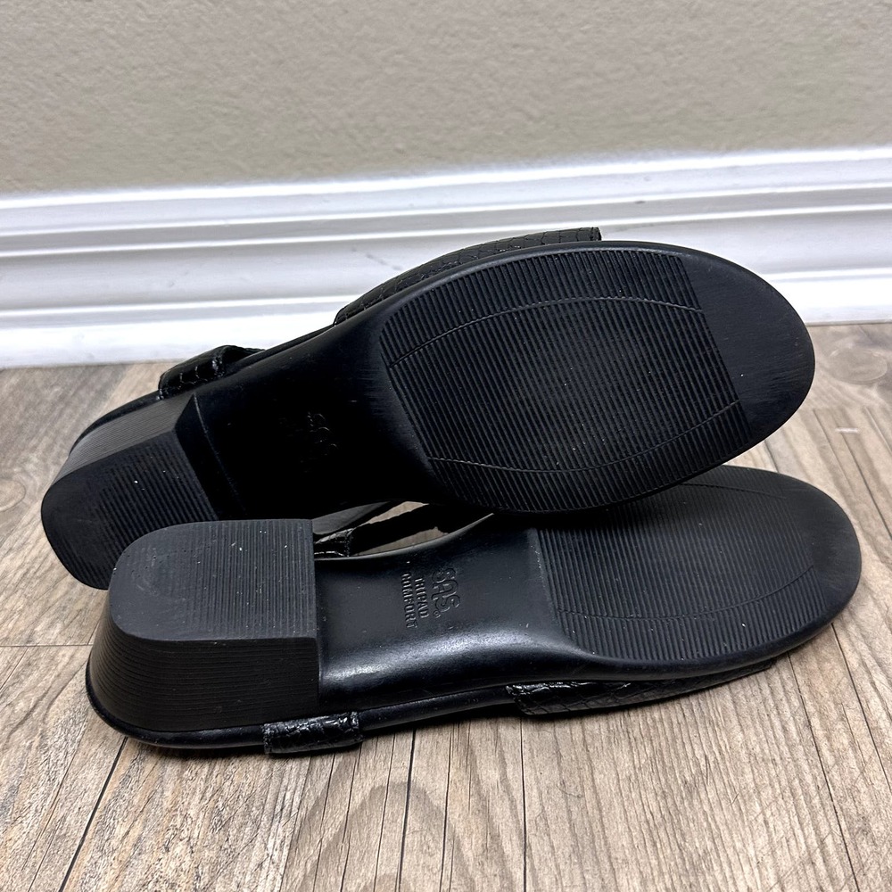 SAS Black Croc Patent Suntimer Slingbacks Sandals, size 9 N Narrow - Picture 6 of 7